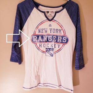 Womans NY Rangers baseball NHL tee